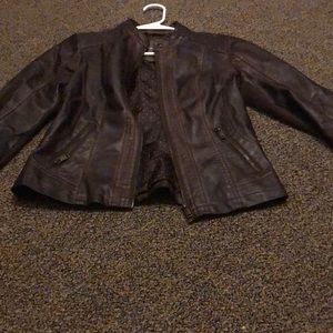 Dark brown faux leather jacket